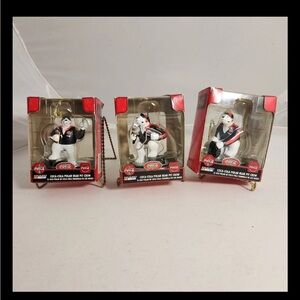 Coke Coca Cola Polar Bear Pit Crew Christmas Ornaments Set Of 3 In Box Racing